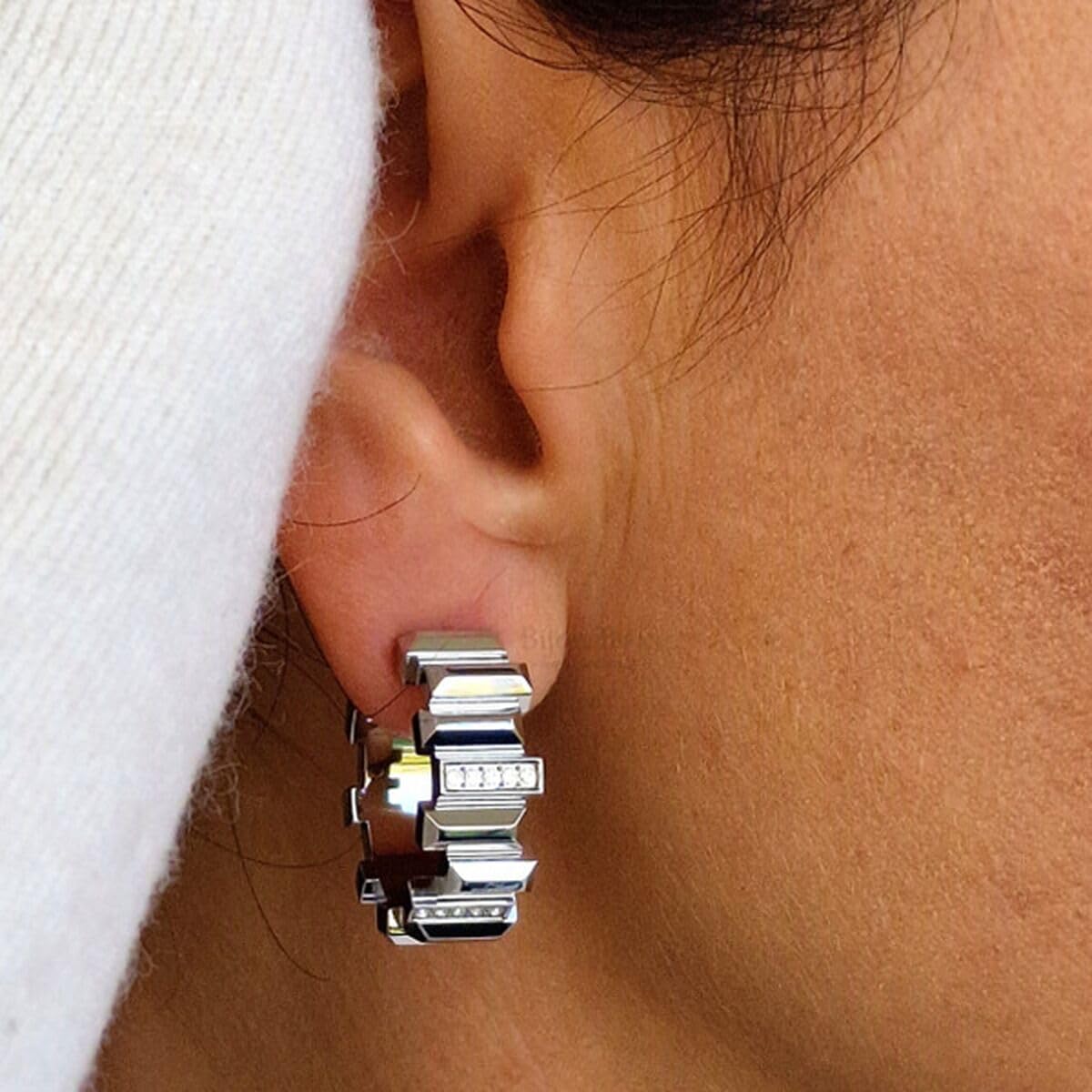 Calvin Klein Luster Family Stainless Steel & Crystals Women's Earrings - 35000237