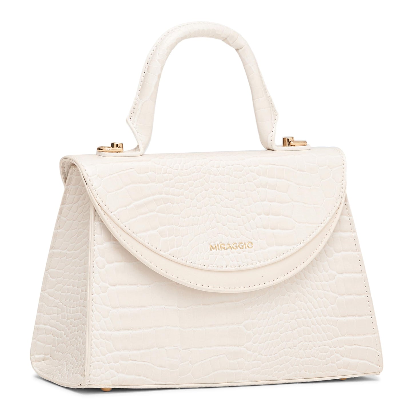 Miraggio Barbara Ivory Handbag for Women with Adjustable & Detachable Sling/Crossbody Strap