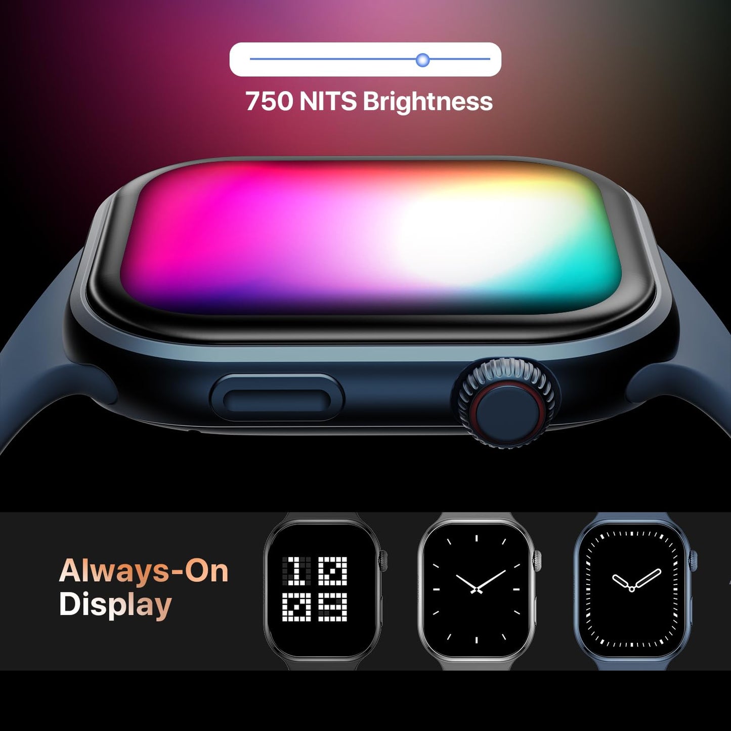 Fire-Boltt Brillia Smart Watch 2.02” Super AMOLED Display, Bluetooth Calling, SpO2, Heart Rate Monitor, 120+ Sports Modes, Fitness Tracker, Voice Assistant, Smart Watch for Man & Women– Blue