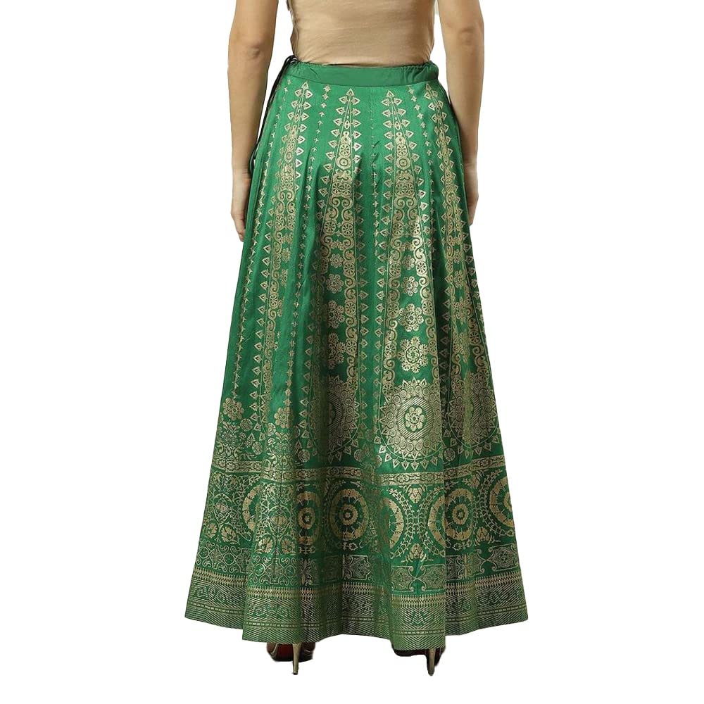 BIBA Women Printed Flared Mix and Match(SKIRTS/T18595_Green_L)