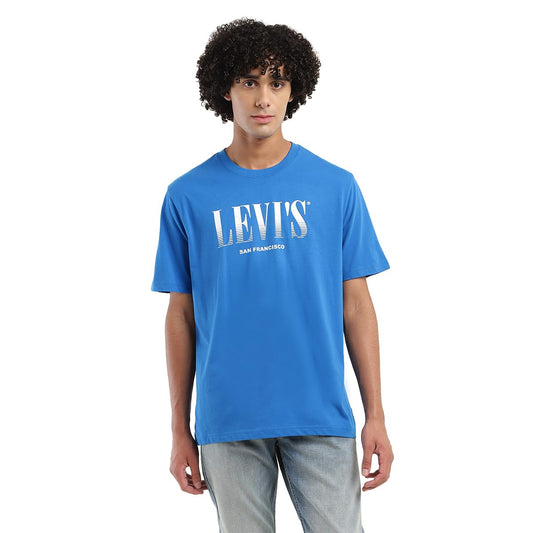 Levi's Men's Geometric Oversized Fit T-Shirt (A7970-0053_Blue