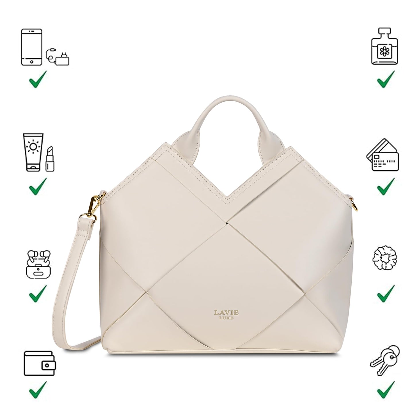 Lavie Luxe Women's Crossway Satchel Bag for Women | Satchel Handbag for Work | Ladies purse | Stylish Shoulder Bag | Gift for Women