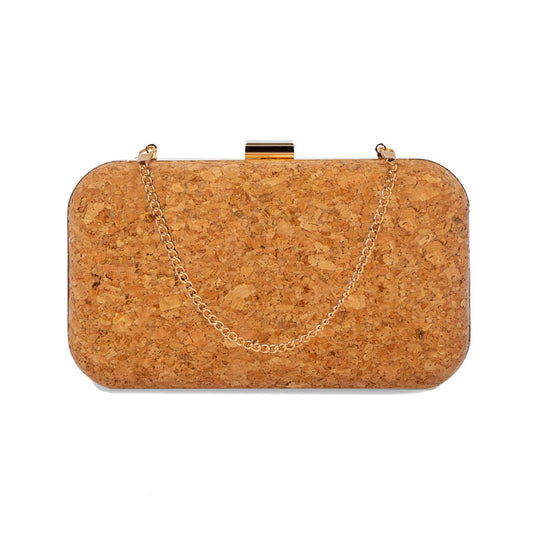 Modern Myth Cork Clutch PU Material Textured Party Sling Bag for Women with Beige Textured Print