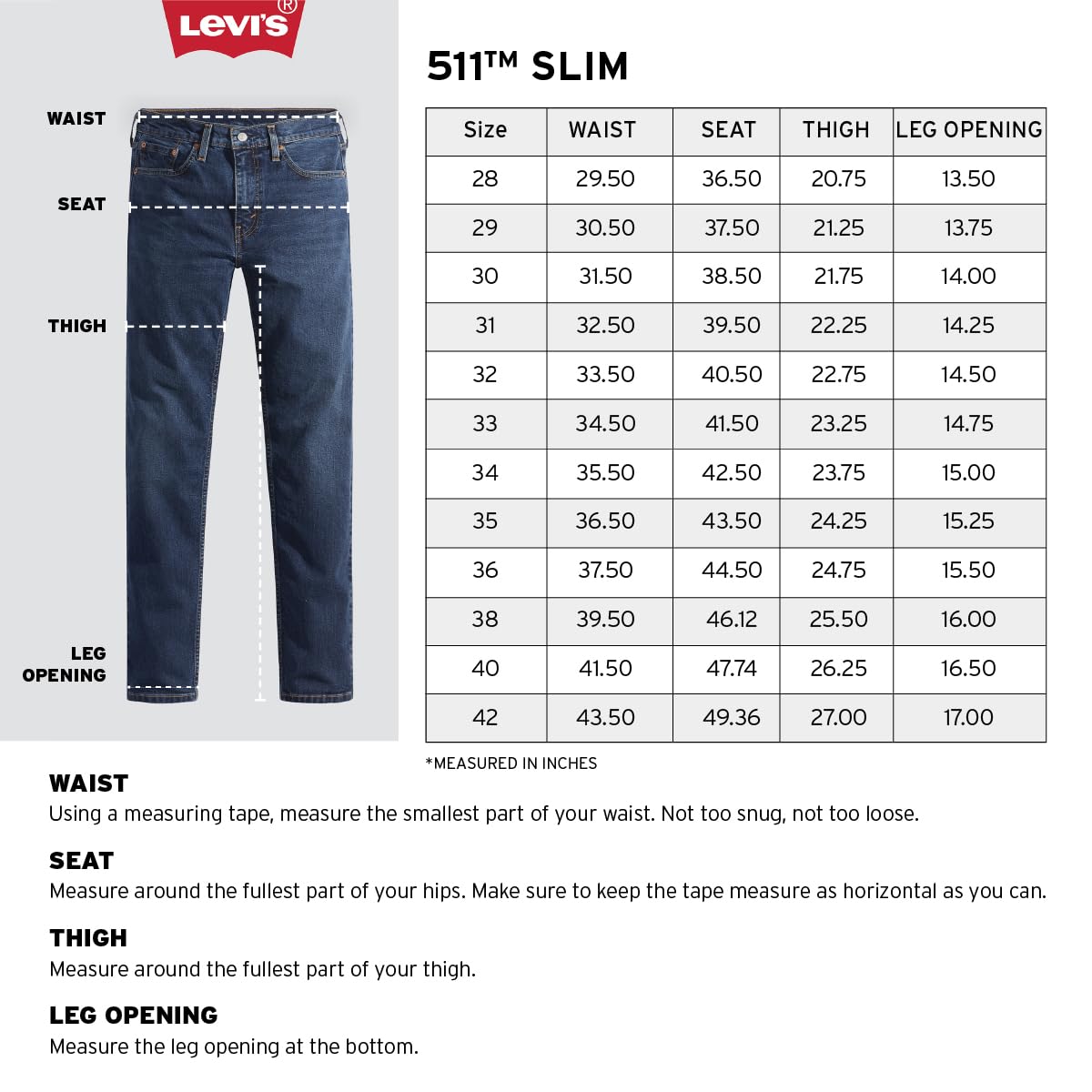 Levi's Men's 511 Slim Fit Mid-Rise Jeans Solid Black