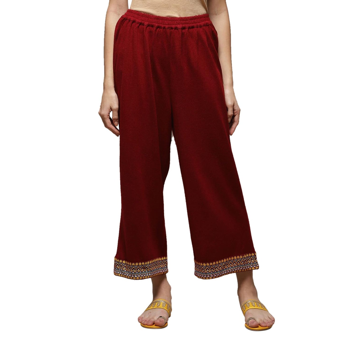 Rangriti Women's Regular Pants (RMMWINTERW18264AW22MRN_Red