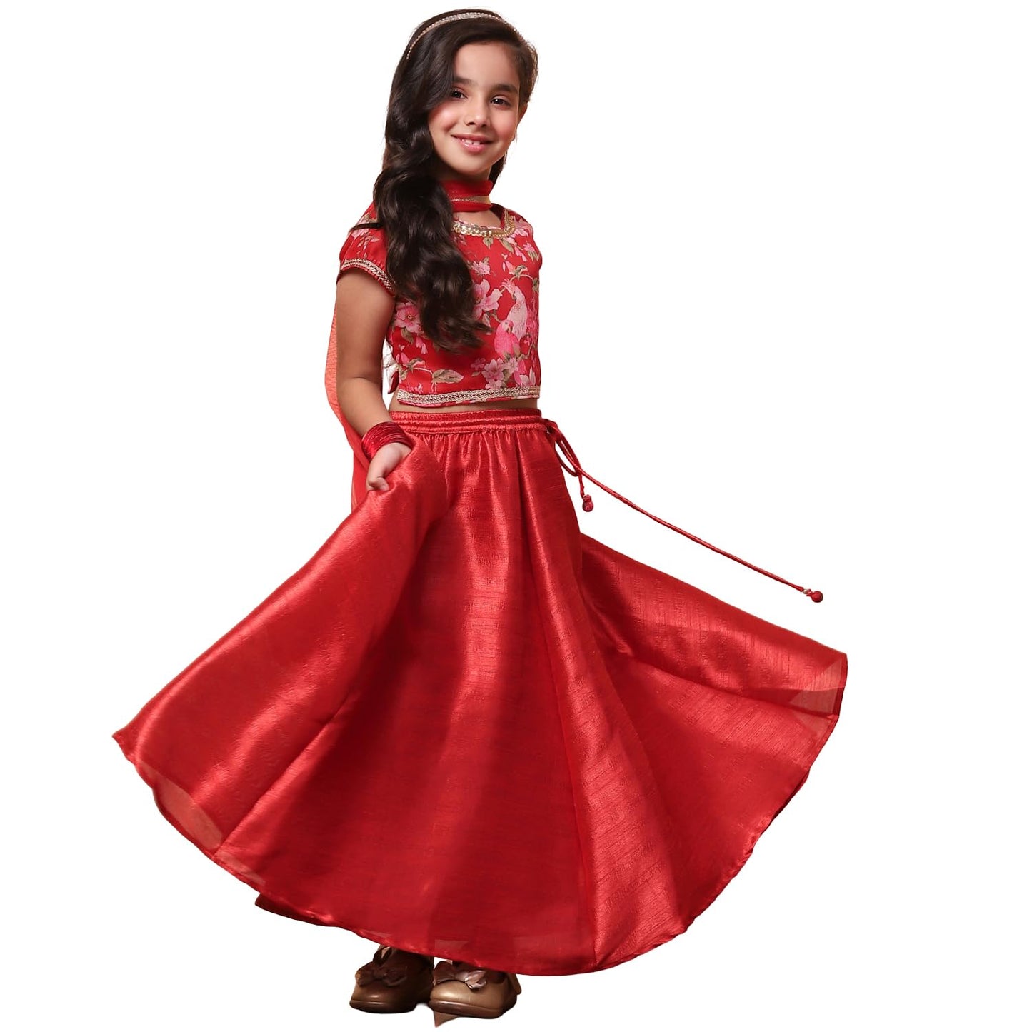 BIBA Modal Girl Printed Flared Kid Readymade Lehenga Choli (KW4432E_RED_13)