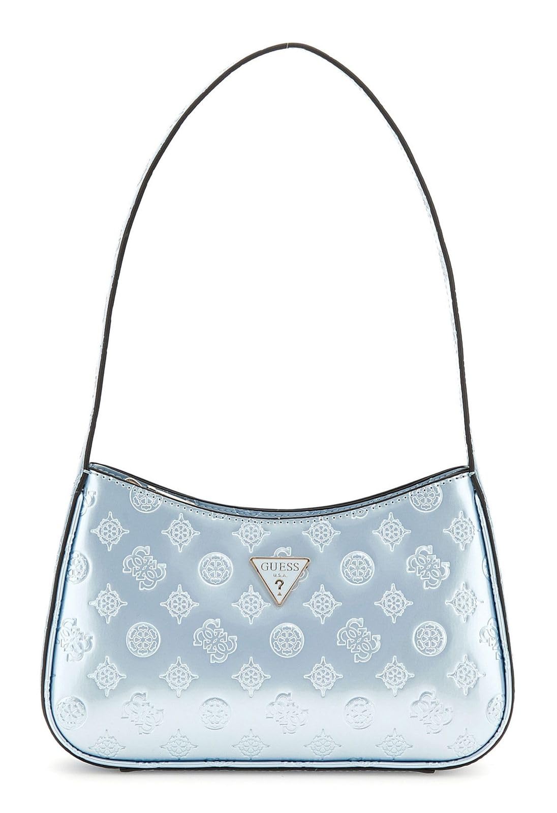 GUESS Powder Blue Logo Embossed Arnela Top Zip Shoulder Bag
