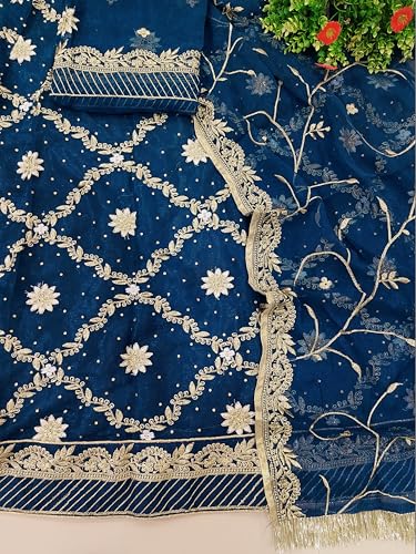 SHYAMLATA Rajasthani Ethnic Bridal Lehenga Choli Set – Traditional Handcrafted Poshak for Women – Stones with Silver Zari Work (Light Blue)