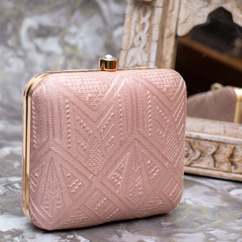 Artklim Baby Pink Square Shaped Clutch