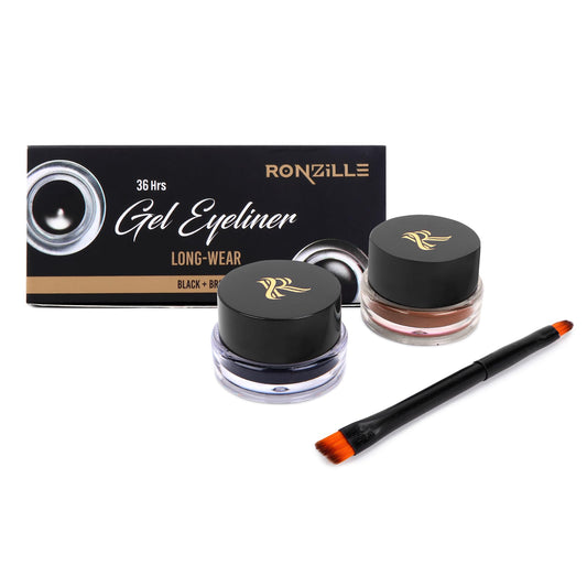 RONZILLE 2 in 1 Gel Eyeliner Long-Wear II WaterProof & Smudge Proof 36hrs Long Lasting II II Gel Kajal 6-gm (Black,Brown)