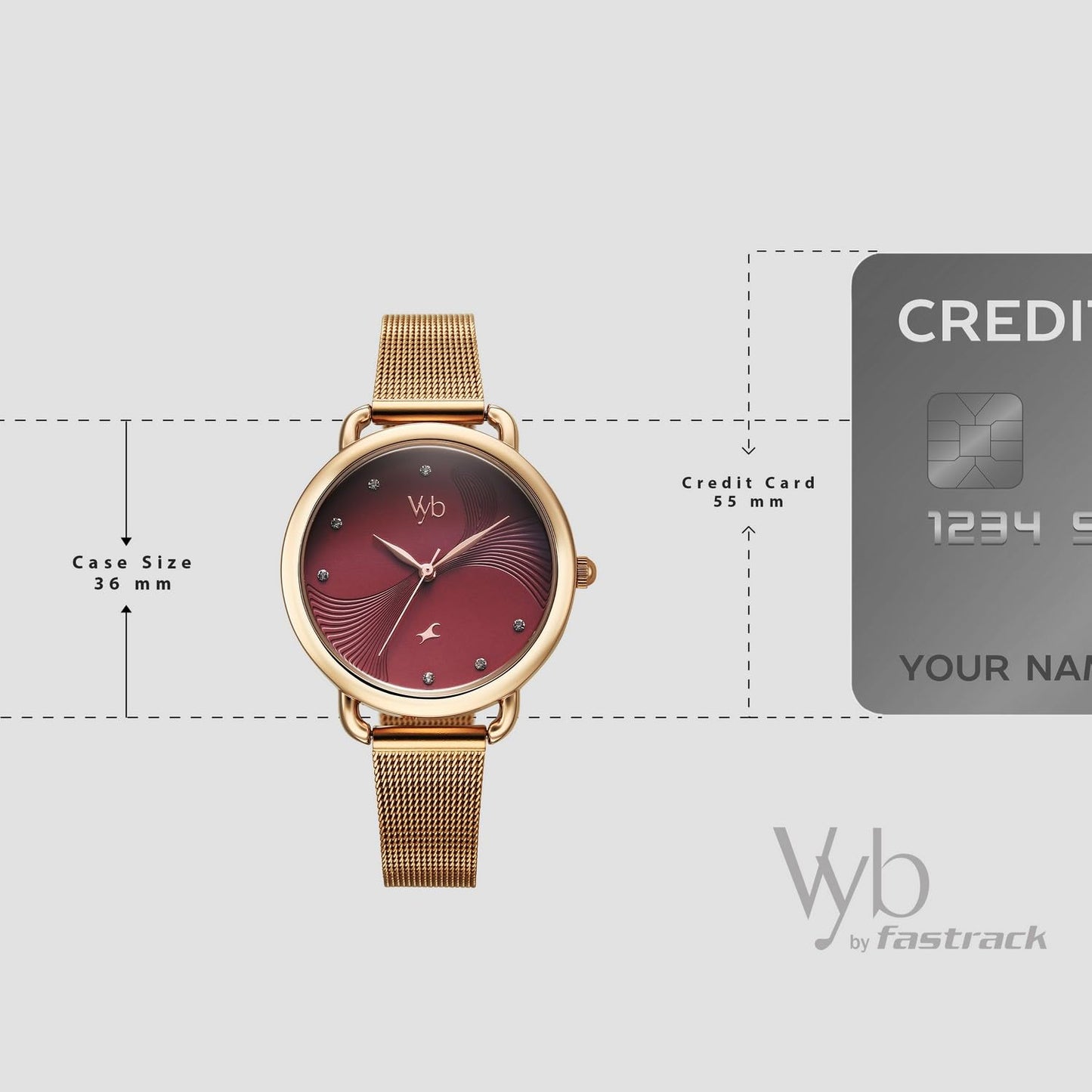 Fastrack Vyb 6.0 Classiqué Quartz Burgundy Round Dial Women's Watch | Stainless Steel Mesh Strap Material | Watches for Women Analog | Girl's Analog Watches - FV60091WM02