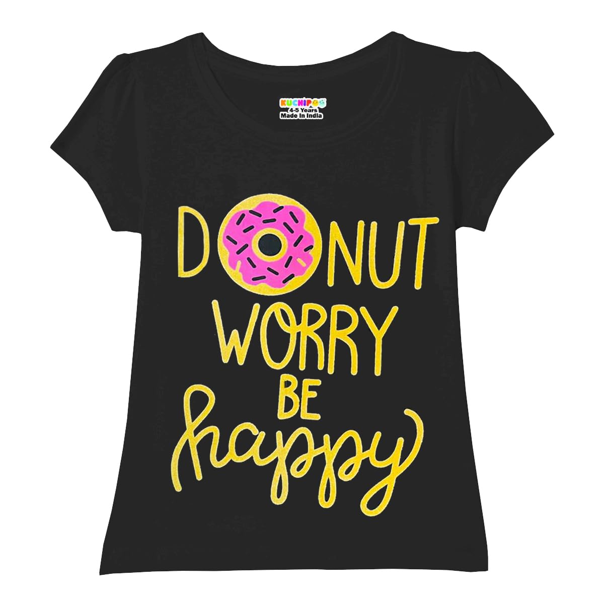 Kuchipoo Girls Regular Fit Half Sleeves Cotton T-Shirts (KUC-TSHRT-460, 13 to 14 Years, Multi-Colored)