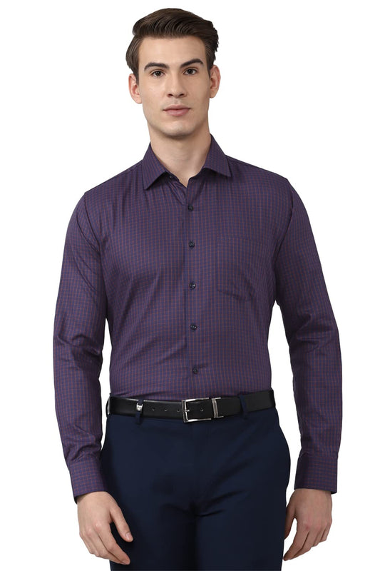 Van Heusen Men's Slim Fit Shirt (VHSFRSLBW08297_Multi-Purple 40)