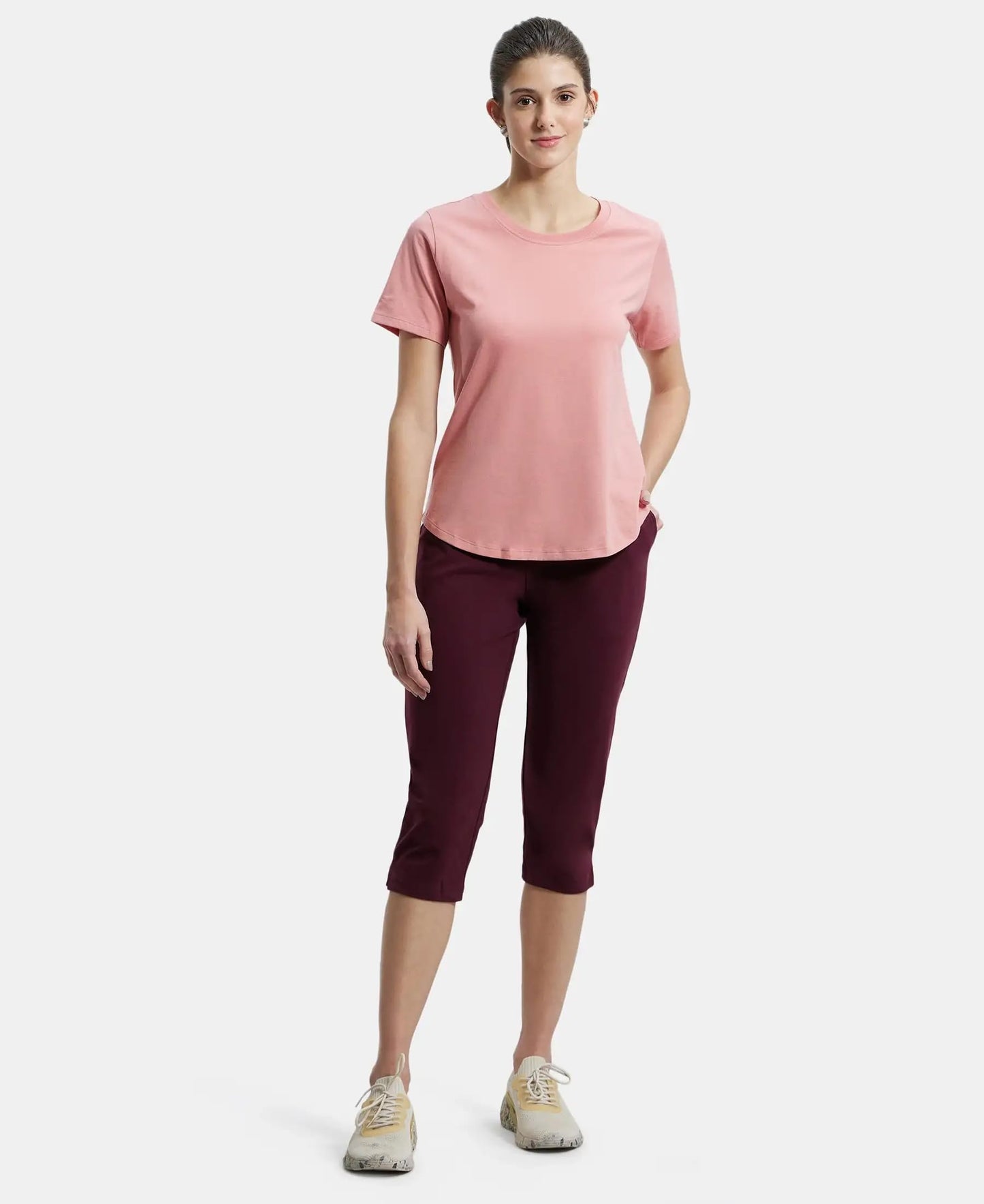 Jockey Crew Neck Relaxed Fit T-Shirt For Women Aw88_Brandied Apricot_Xl