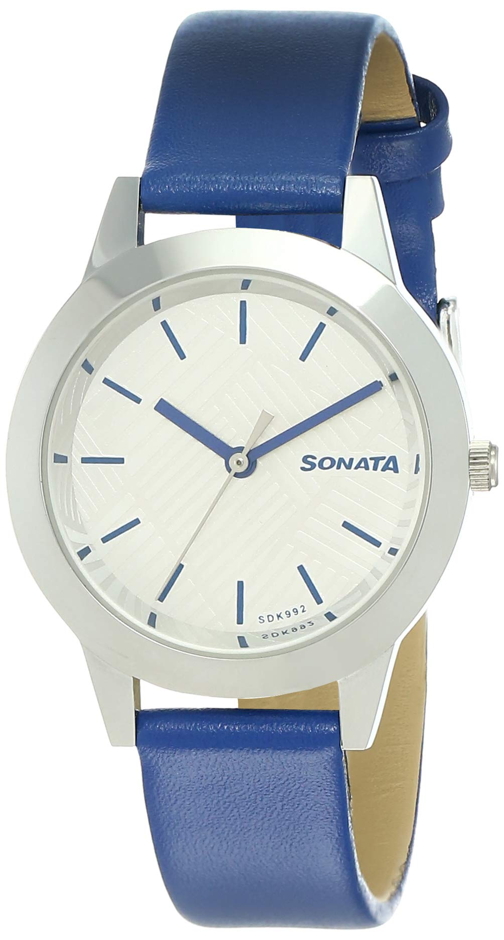 Sonata Splash White Dial Women Analog Watch With Leather Strap-NR87019SL15