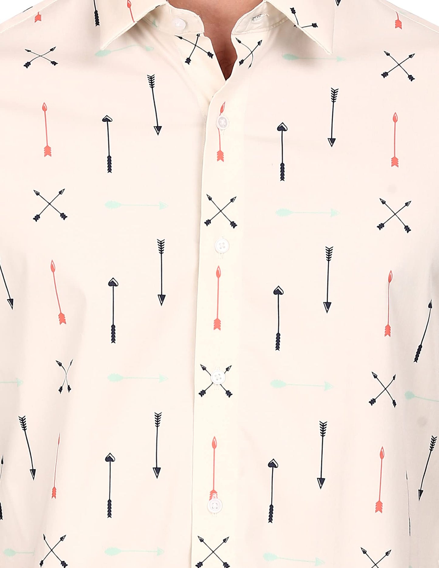 Arrow Men's Printed Slim Shirt (ANABSH1031_Beige 38)