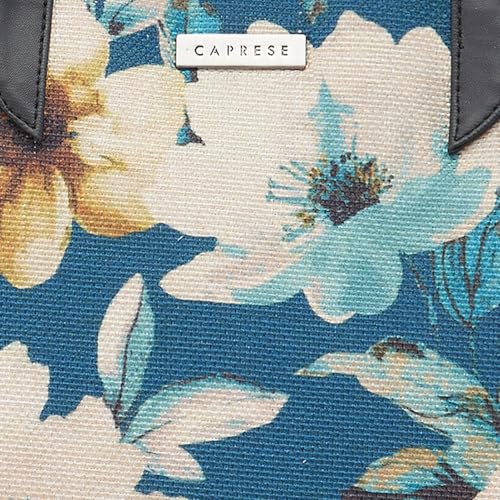 Caprese Poppy tote medium Teal Blue Floral Handbag