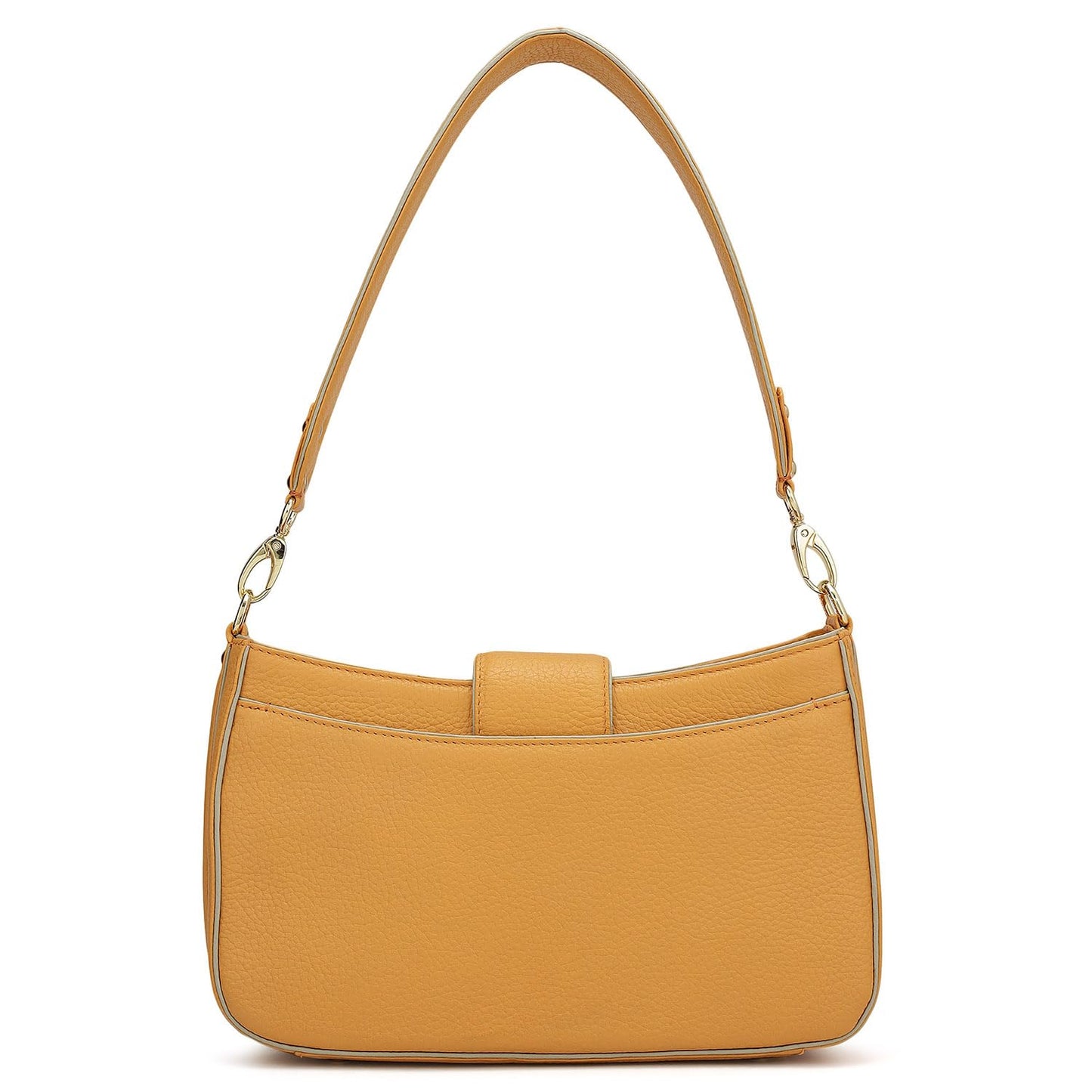 Da Milano Genuine Leather Shoulder Bag for Women – Apricot Crush Handbag with Zipper & Clasp Lock Closure
