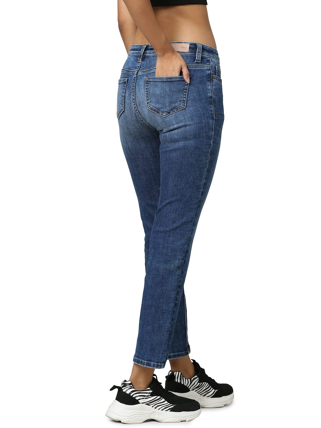ONLY Women's Regular Jeans (263385801-Dark Blue Denim_Dark 28)