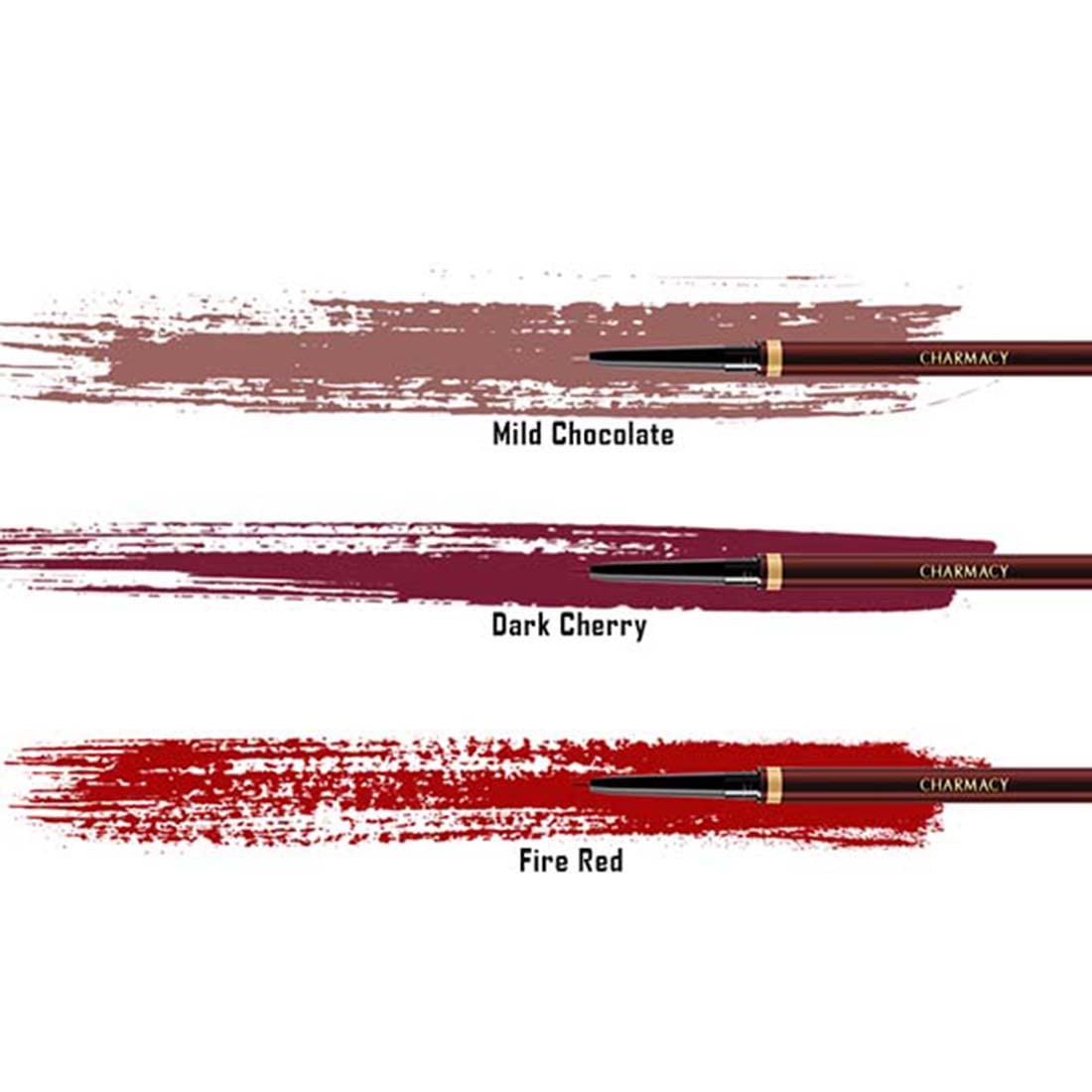 Charmacy Milano Lip Contour Lip Liner (Dark Cherry) - 0.1 g, Long Lasting, Lip Definer, Matte Texture, Glides on Smoothly, Precise Tip, Easy Roll On Packaging