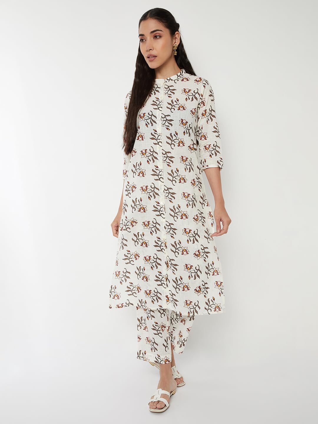 Max Women Printed Straight Kurta (Off White_S)