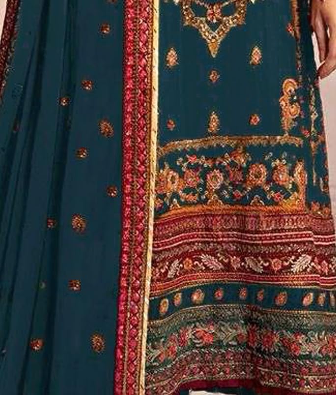 RUDRAPRAYAG Chinon and santoon floor length sharara for women | gown for women semi-stitched | anarkali Shrara dress | gown in Clothing & Accessories