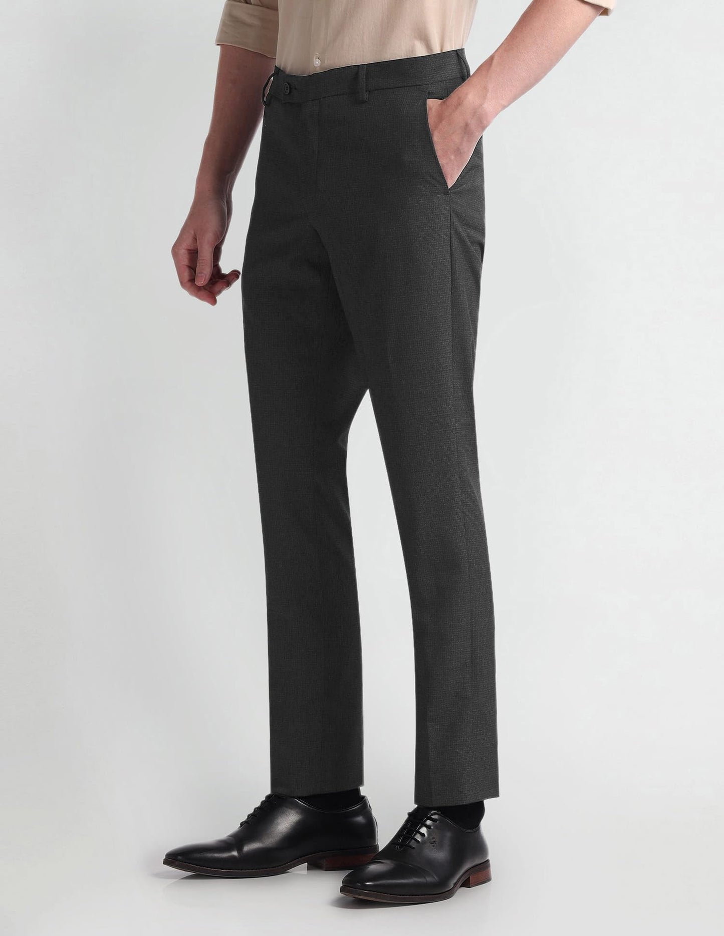Arrow Men's Solid Polyester Formal Trouser
