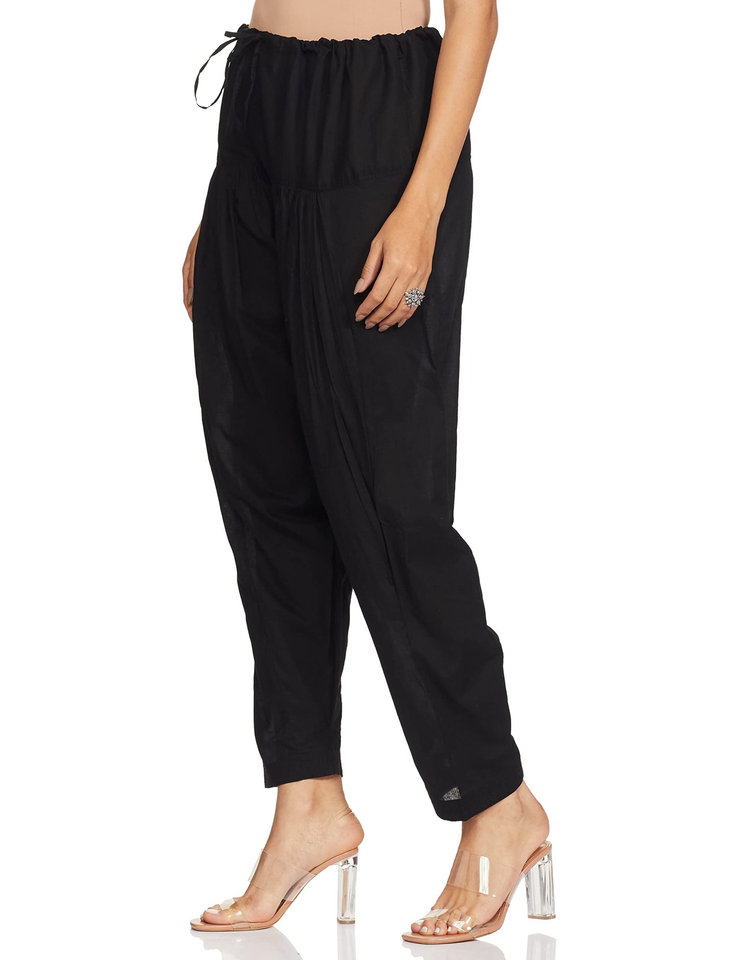 Max Women's Relaxed Fit Cotton Salwar Mid Rise Bottom (NOOSWCS21BLBLACK_Black_XL_Black_XL)