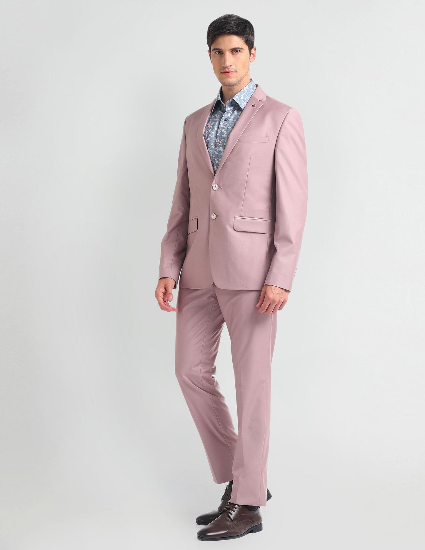 Arrow Men's Polyester Blend Single Breasted Business Suit Pants Set (ARAHSU5563_Pink