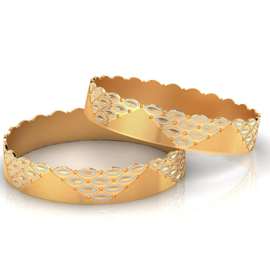 CYGNI BANGLES Elegant Gold-Plated Bangles for Women Traditional Design Jewelry (Set of 2)_(F2-B-115-2.4)