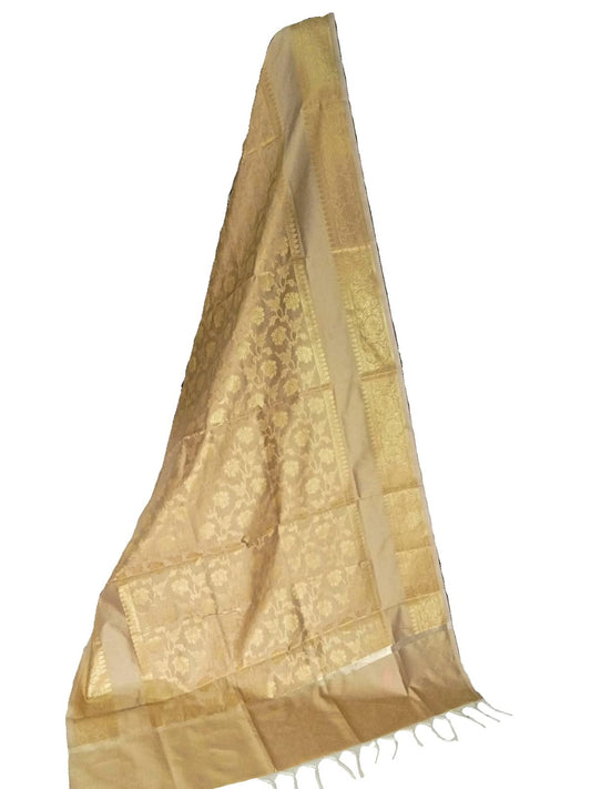 The SDF India Women's Zari Design Art Silk Dupatta (Beige) Free Size