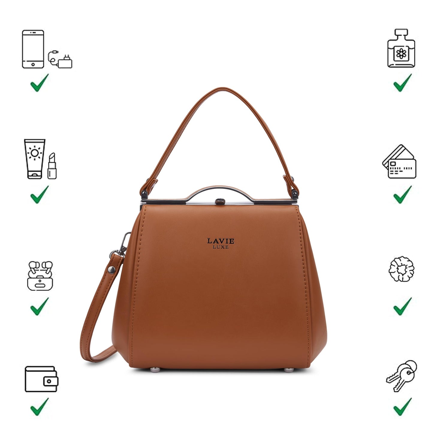 Lavie Luxe Women's Fluff Frame Satchel Bag | Satchel Handbag for Work | Ladies Purse | Stylish Shoulder Bag | Gift for Women