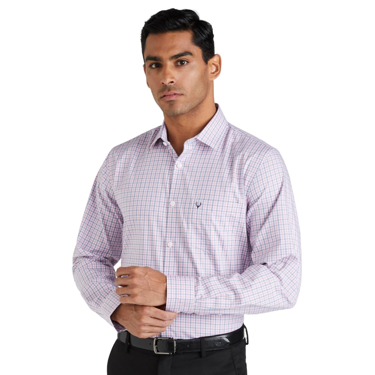 Allen Solly Men Cotton Slim Fit Shirt (ASSFQSPPR98372_Pink, 42