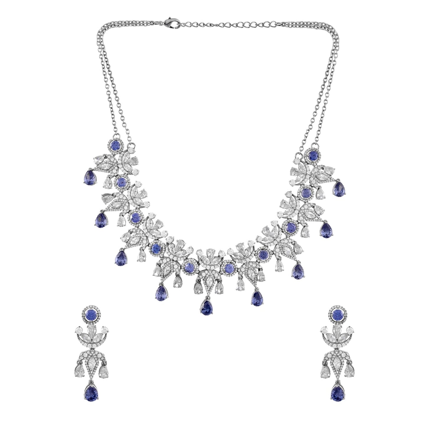 VOYLLA Before Sunrise Statement Necklace Set|Necklace Set For Women|American Diamond|Party|Wedding|Festive|Gift For Women| (Amarina)