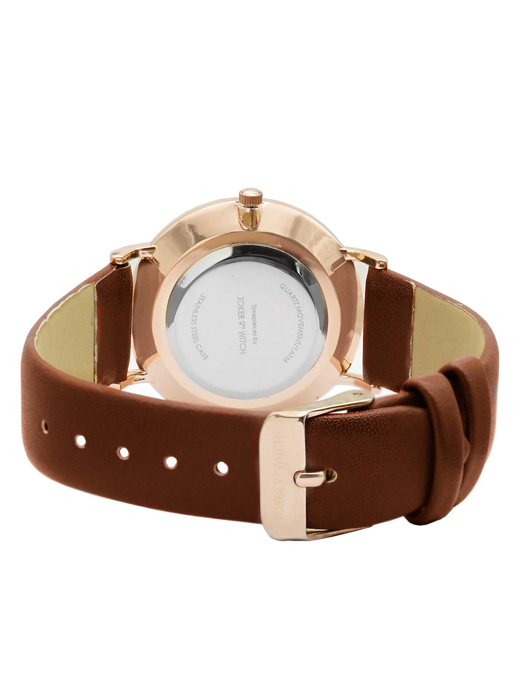 Joker & Witch Leather After Dusk Analogue Watch Bracelet Stack For Women, Black Dial, Brown Band