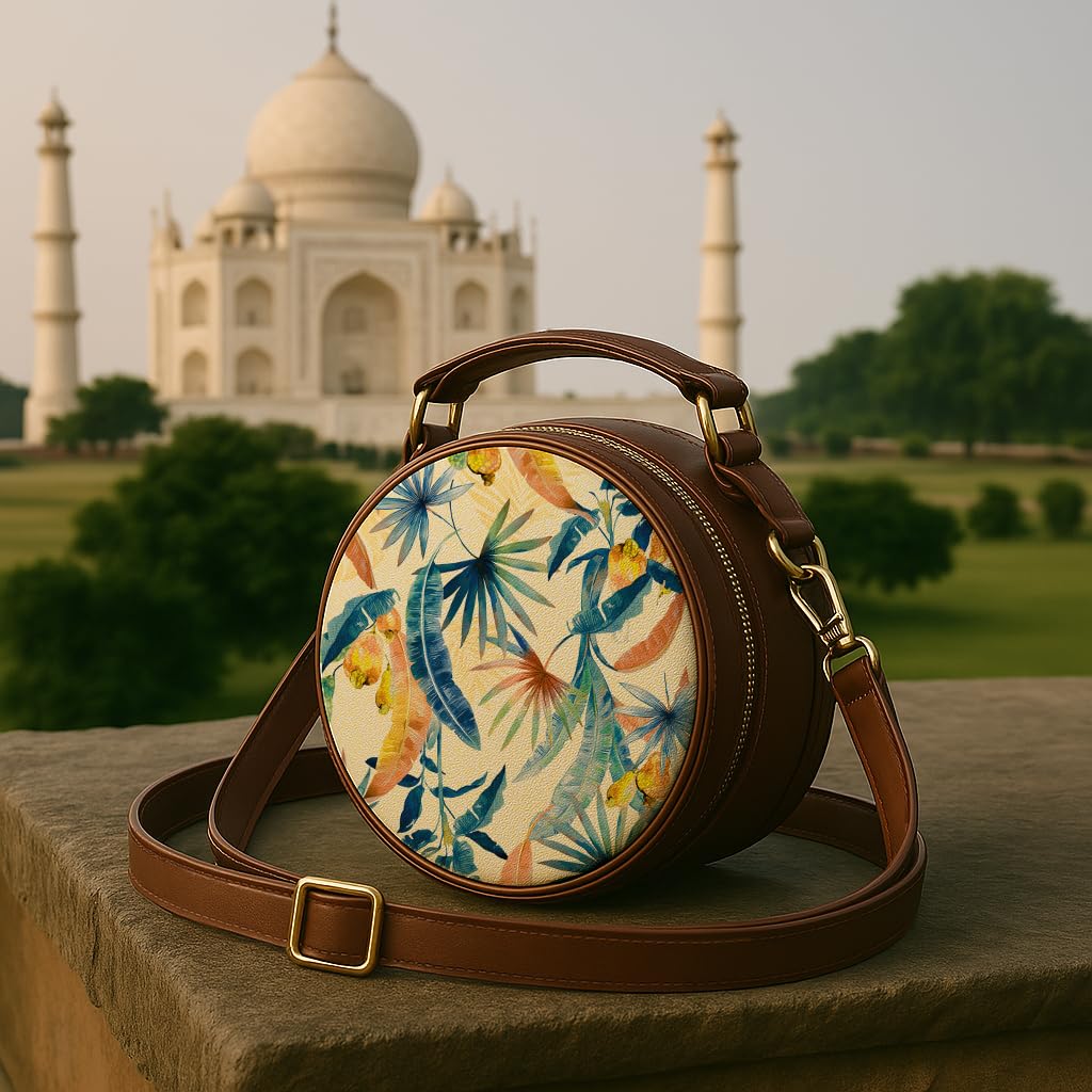 Kalankit Round Sling Bag for Women | Lightweight Vegan Leather Crossbody | Stylish Compact Purse | Crossbody Bags for Women | Valentine Gift for Girlfriend | Perspective Of Nature