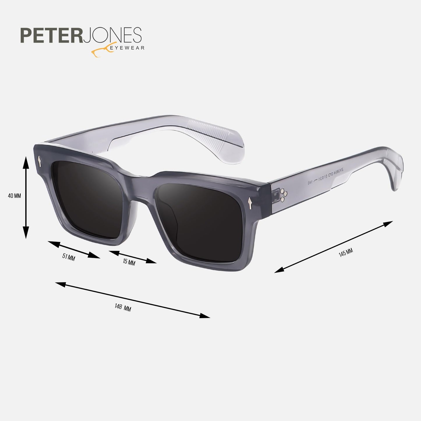 Peter Jones I Full Rim Square I Reto Square I Large Size I UV/UB Protection I Sunglasses for Men & Women 3804GT