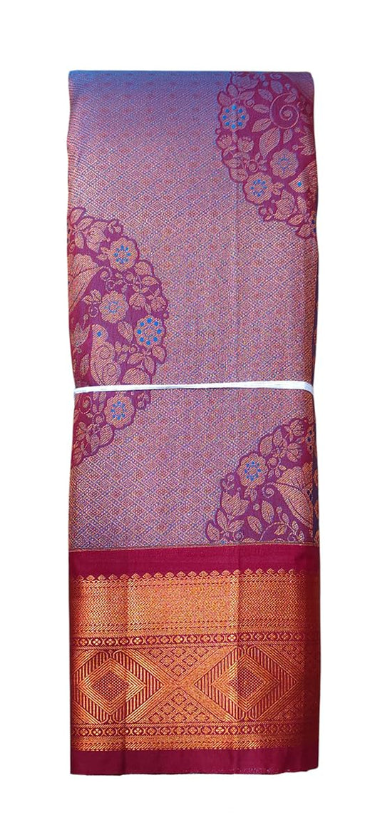 VFCollections Women's Kanchipuram Silk Pure Pattu Sarees With Blouse (VFC249-2)