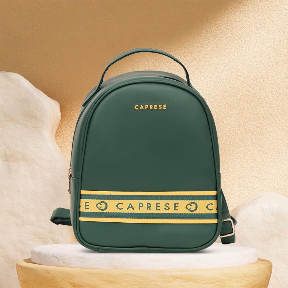 Caprese Trinity Fashion Backpack Medium Dark Green Solid Women's Bag