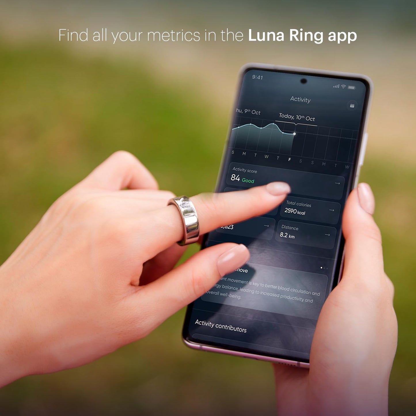 LUNA Ring (Buy Sizing Kit First) - Most Accurate Smart Ring, Track Sleep, Activity, Readiness, Stress, Menstrual Health And More - Upto 6 Days Battery - Size 11 - Midnight Black