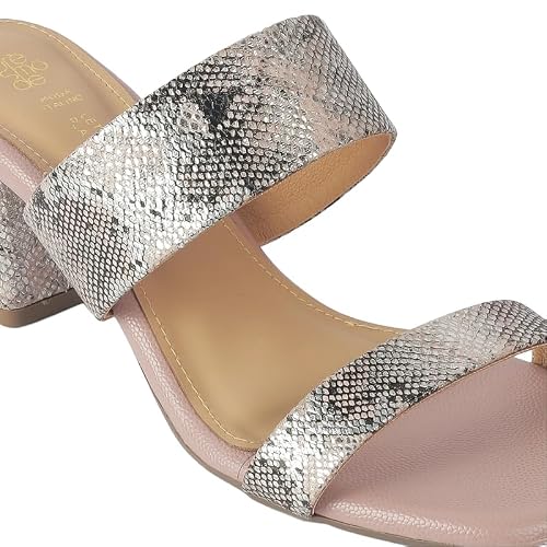 tresmode Rentu Champagne Women's Dress Block Heel Sandals in Size 8 UK / 41 EU