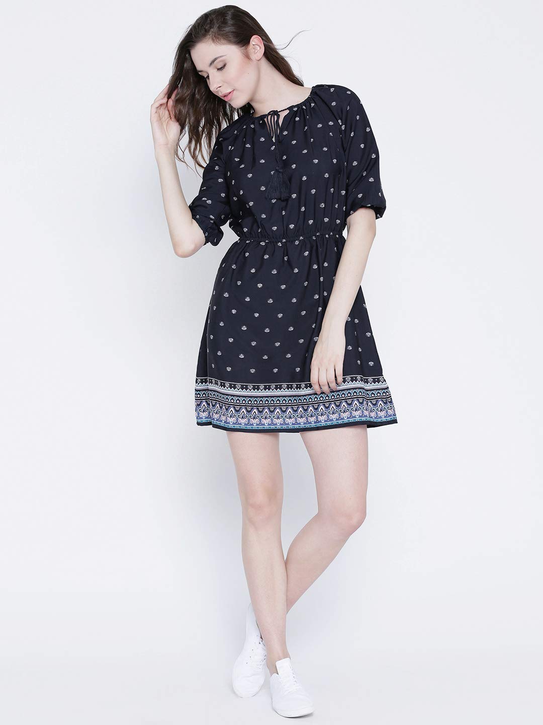 Sera Classics Women Navy Blue Boho Dress
