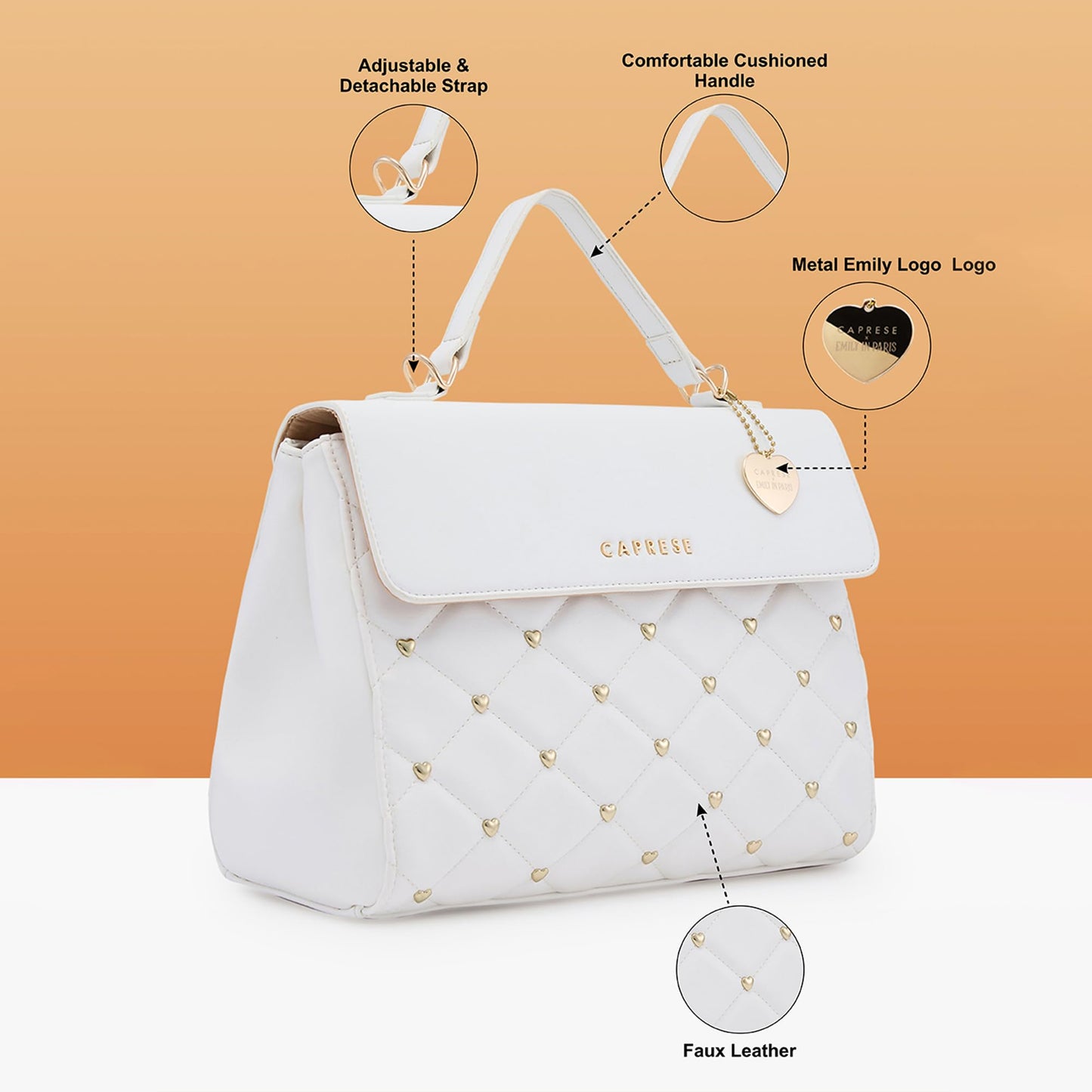 Caprese Cheryl Satchel Bag, Large | Stylish Quilted Handbag for Women with Multiple Compartments & Adjustable & Detachable Sling Strap | Secure Zip Closure| Perfect for Casual & Daily Essentials