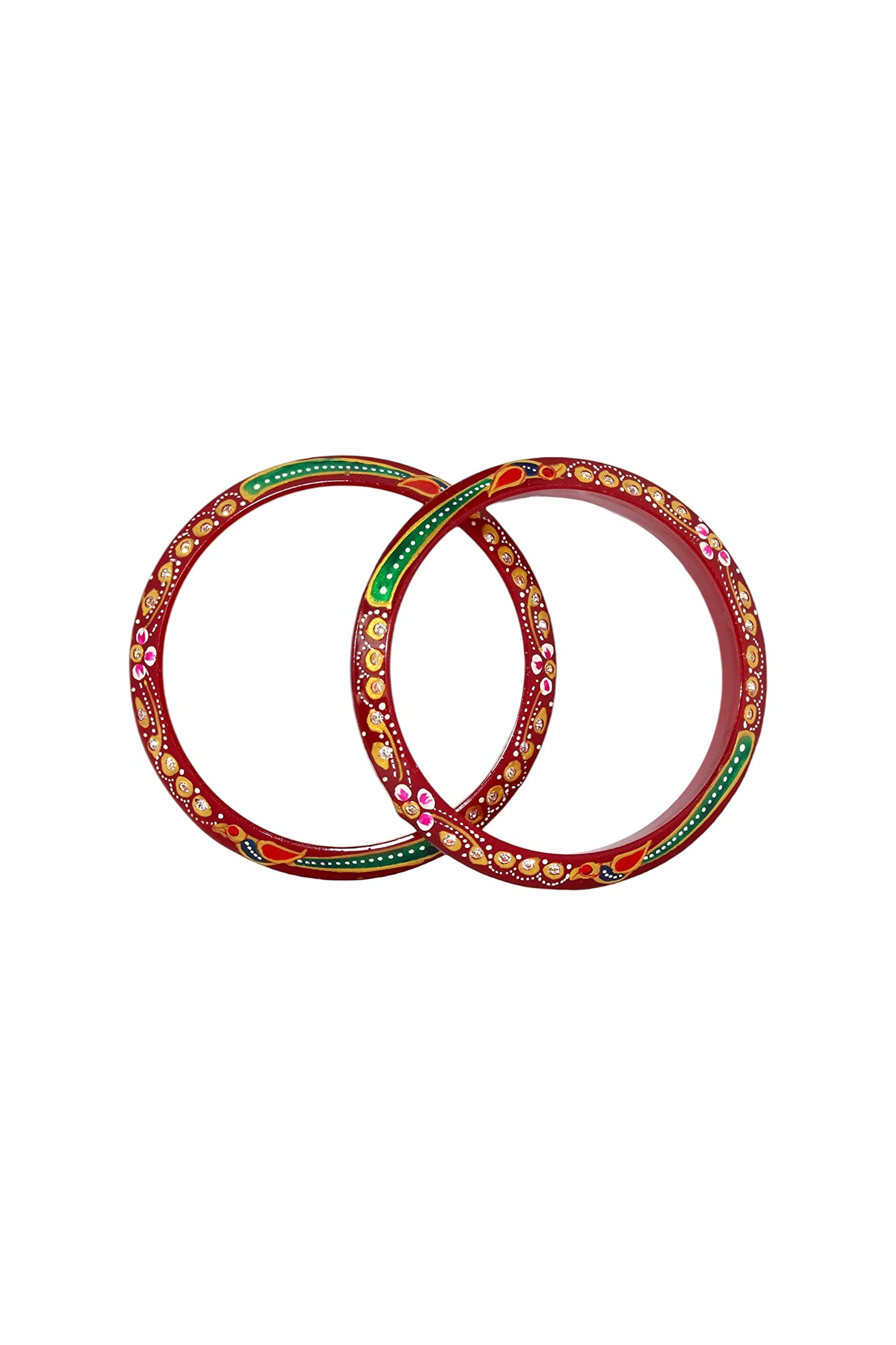 Sahajanand Ornaments Ltd Women Chudi | Bangles | Thanksgiving | Gift For Loved-One | Set Of 2 | All Occasions | Dailywear Shining Warrantee (20 K Gold With Certificate (Red, 2-4)
