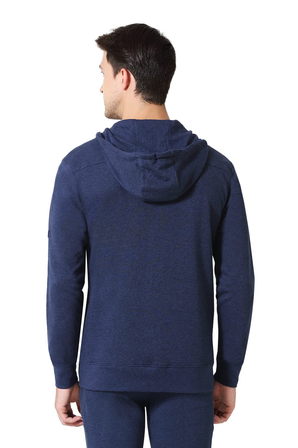 Van Heusen Men Athleisure Smart Tech Hoodie - Easy Stain Release, Anti Stat, Ultra Soft_80004_Blue Melange_S