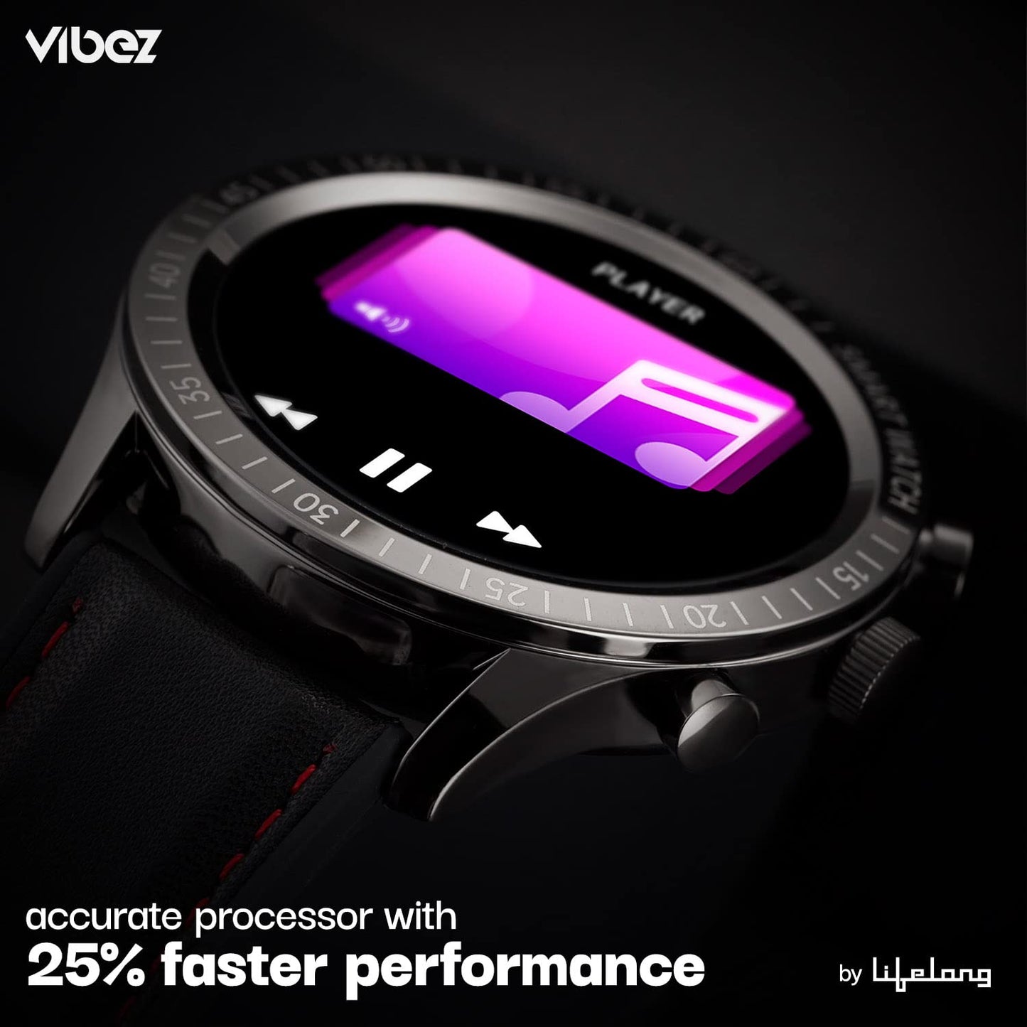 Vibez by Lifelong Urbane Smartwatch with 3D UI 1.32"HD Display|24x7 Heart Rate & Blood Oxygen Tracking|8 Sports Mode|Sleep Monitor|IP67 Waterproof|7 days Battery Backup(1 Year Manufacturer Warranty, VBSWM360, Black)