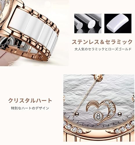 OLEVS Analog Wristwatch, Waterproof, Women'S, Fashion, Fashion, Simple, Women'S, Crystal, Arabic/Roman Dial, Leather Strap, Easy To Read Watch, Cute Watch, White, Women, Bracelet Type
