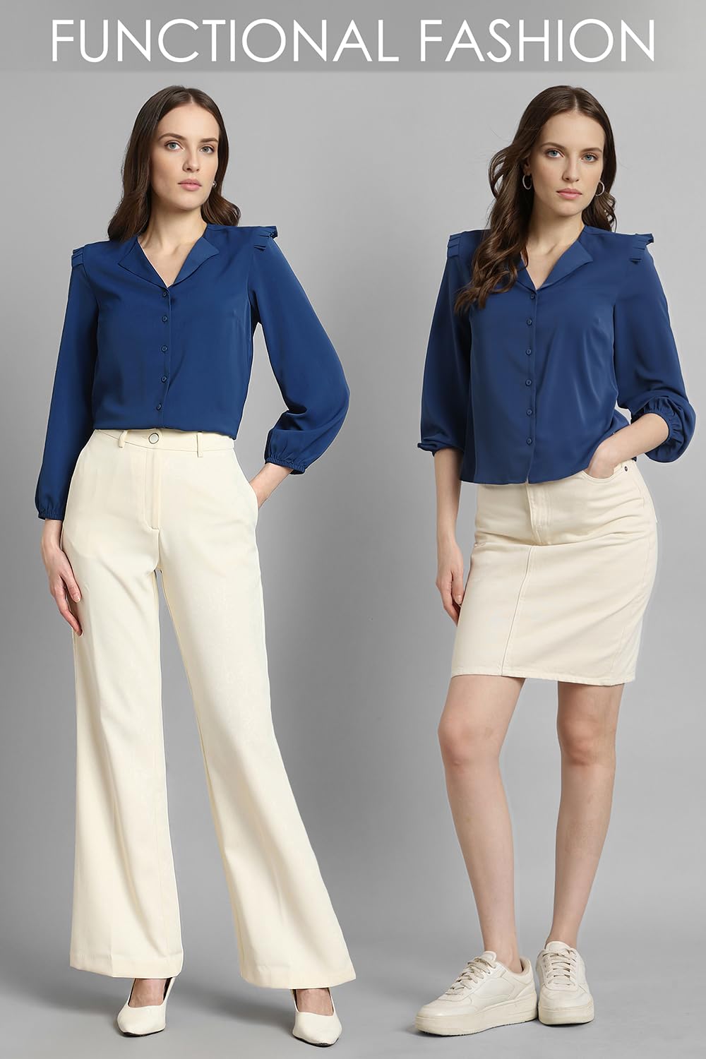 Van Heusen Women Polyester Regular Fit Shirt (VWSFFRGF022150_Navy, 2XL