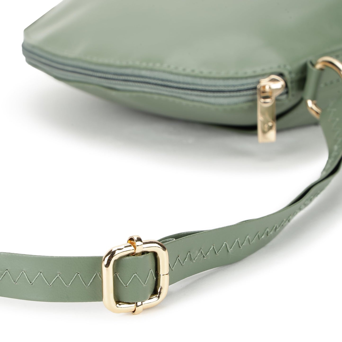 Fastrack Sling Bag | Faux Leather Sling With Adjustable Belt and Quick Access Pocket | Zip Closure and Spacious Interior | Trendy Women's Handbags, Green