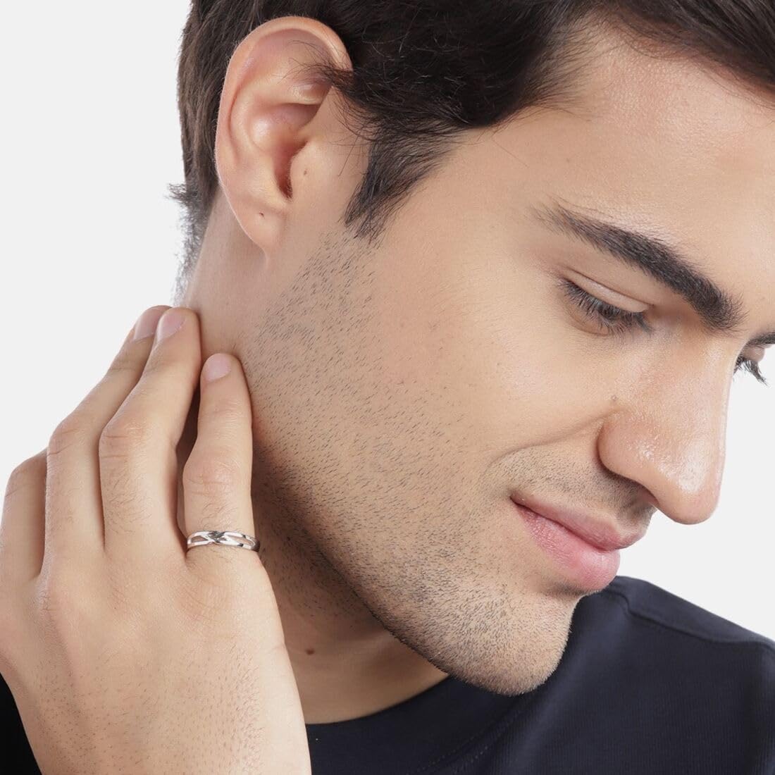 ZAVYA 925 Sterling Silver Designer Abstract Rhodium Plated Adjustable Ring for Men | Gift for Men and Boys | 1 Year Plating Warranty